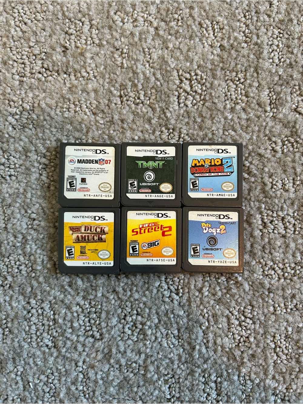 Nintendo DS Game Cartridge Set - Black Cartridges with Yellow & Blue Labels